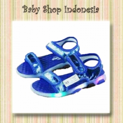 sepatu sandal anak lampu led biru  large